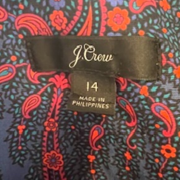J. Crew Ratti Puff Sleeve Button Down Top in Scarf Paisley Print Size 14 - Picture 5 of 7